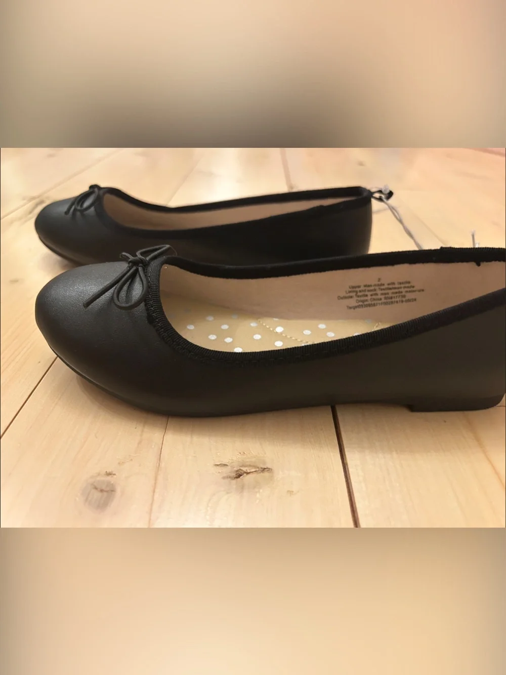Cat & Jack Black Girls Bow Dance Flats